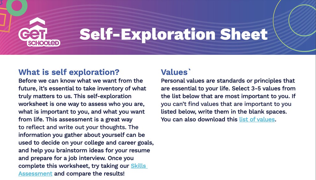 Screenshot - Self-Exploration Worksheet