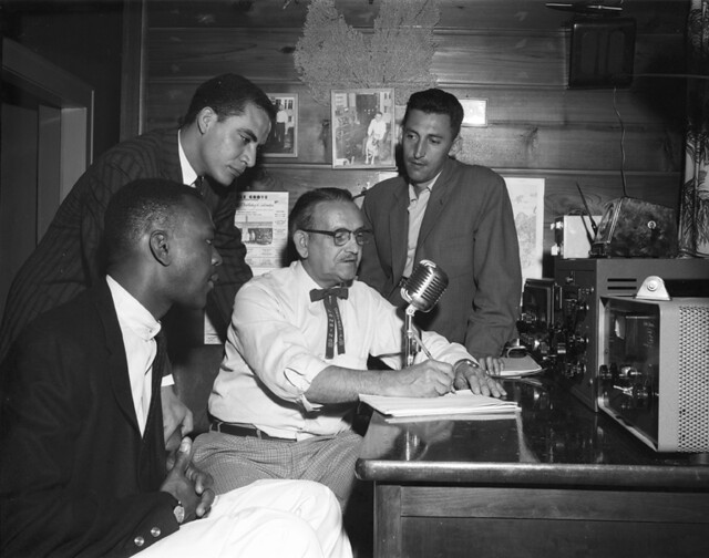 Students with a ham radio operator, 1959