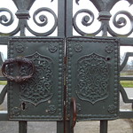 Powis Castle. Garden gates lock detail.