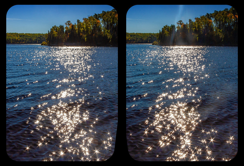 Glittering lake 3-D / CrossView / Stereoscopy