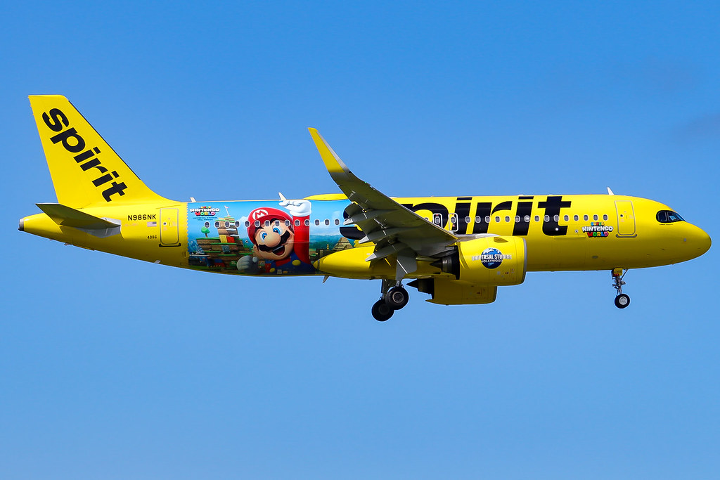 Spirit airlines-A320N -N986NK (Super Nintendo world)