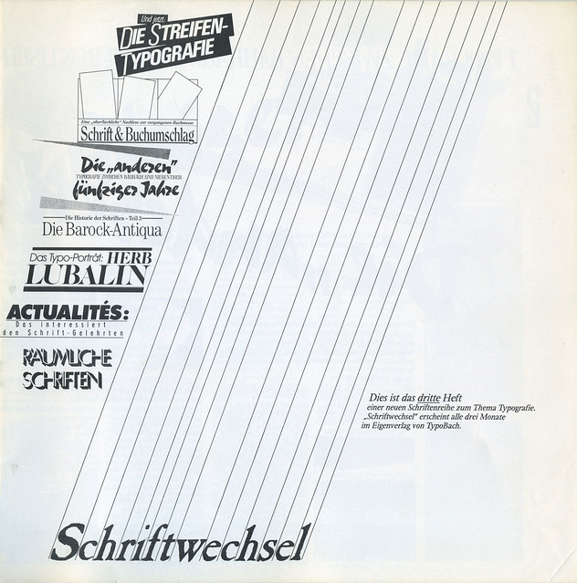 Cover TypoBach: Schriftwechsel, Drittes Heft, undatiert (um 1982)