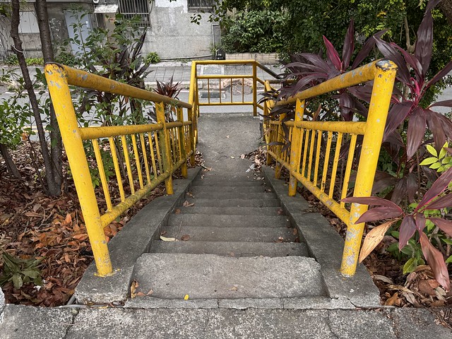 yellow guard rails.