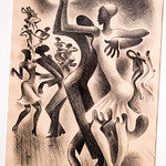 At a Harlem jazz club Title: The Lindy Hop (1936)
Artist: Miguel Covarrubias (Mexican, 1904–1957)
Material: Lithograph
Venue: Columbus Museum of Art
—-
I tilted my camera and the frame because I thought it looked more interesting this way. 

The images that I see on the Internet are this one, flipped in this particular order, without the backward signature of the artist that appears on the bottom left of this lithograph. 

&lt;b&gt;For photographers&lt;/b&gt; (really a note to myself): Think page composition and &lt;a href=&quot;https://photographyhero.com/golden-ratio-photography/&quot; rel=&quot;noreferrer nofollow&quot;&gt;grid overlay&lt;/a&gt;. Editors know that Western readers read from left to right, starting from the top left. The prints that I see, such as a canvas hanging &lt;a href=&quot;https://www.1stdibs.com/art/prints-works-on-paper/figurative-prints-works-on-paper/miguel-covarrubias-lindy-hop/id-a_13423102/&quot; rel=&quot;noreferrer nofollow&quot;&gt;this exact image over a couch&lt;/a&gt; is exactly this lithographic image and not its print reverse. The lady in the cap is not on the left but the right. This image leads the eye in a golden spiral from the small dancers on the top-left corner down and around to the main subject, the woman dancer with the hat, who is on the right. Her head is on the top-right, about a third of the canvas over.