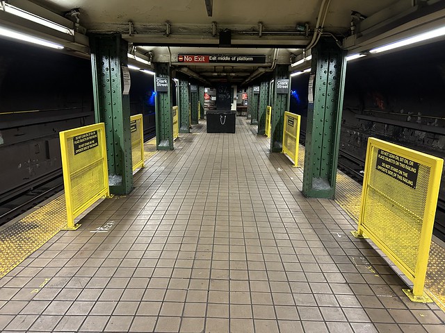 Gates installed in the subway to keep people from being pushed or falling on to the tracks.