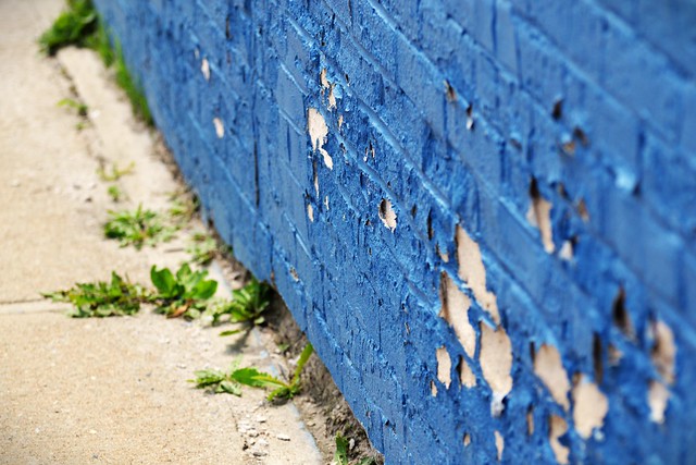 Peeling Blue Wall
