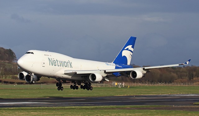 TF-AMM Network Aviation Boeing 747-4H6(BDSF) arriving  at Prestwick from Dammam, Saudi Arabia. 13/3/24