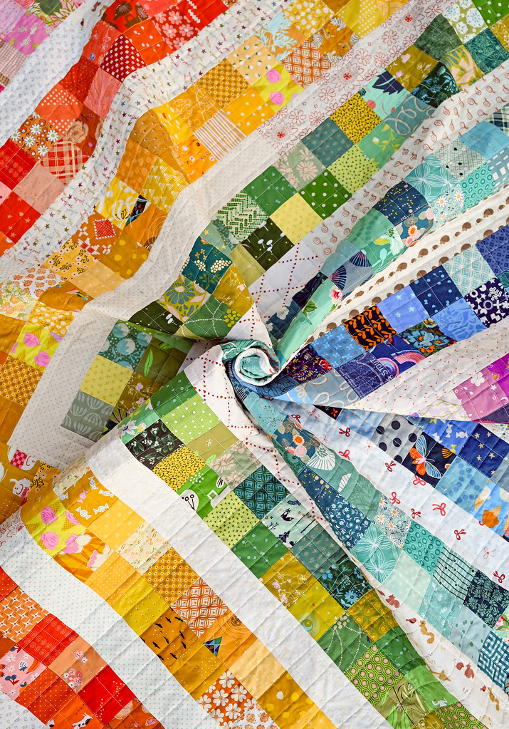 A Scrappy, Rainbow Erica Quilt - Kitchen Table Quilting