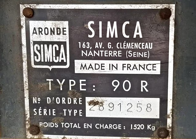 1959 SIMCA Aronde 90R 1300 Intendante Identification