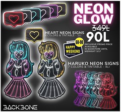 BackBone Heart & Haruko Neon Signs for Happy Weekend