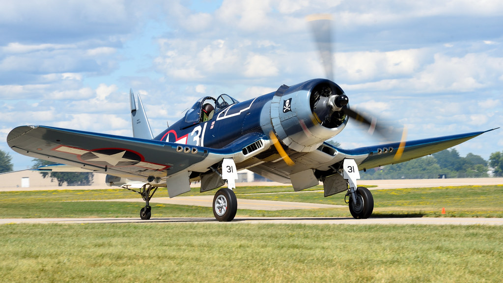 1945 Goodyear Vought FG-1D Corsair N46RL C/N 92508 United States Navy with BuNo 92508 Marked up as Jolly Rogers Fighting Squadron 17 VF-17