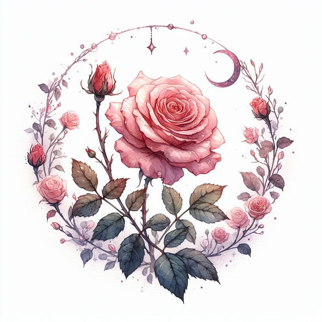 www.fineaiart.art - Rose in Bloom (Watercolor Romance) -  #artwork #photo #art #artist #gallery #designs #fineaiart #tonnyfroyen #trykkeri