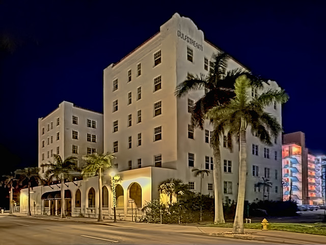 Gulfstream Hotel, 1 Lake Worth Avenue, Lake Worth Beach, Florida, USA / Built: 1923 / Architect: G. Lloyd Preacher & Company / Floors: 6 / Height: 73.18 ft / Rooms: 106 / Added to NRHP January 11, 1983 / Architectural style: Spanish Colonial Revival