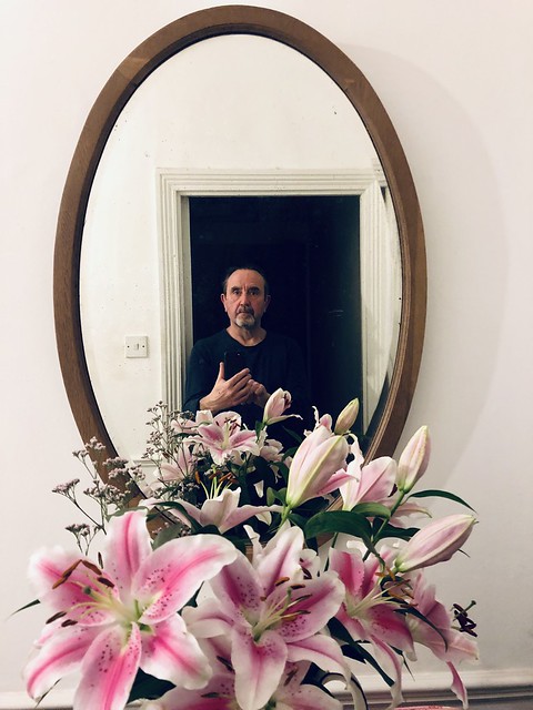 Self portrait with lilies