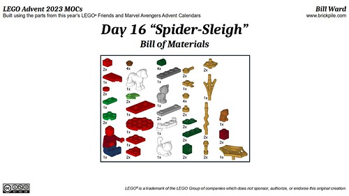 Spider-Sleigh MOC Parts (LEGO Advent 2023 Day 16)
