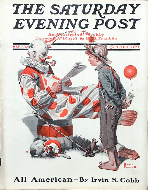 “Meeting the Clown” by Norman Rockwell on the cover of “The Saturday Evening Post,” May 18. 1918.