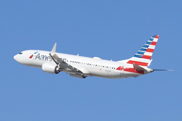 American Airlines 737 Max 8 departing LAX