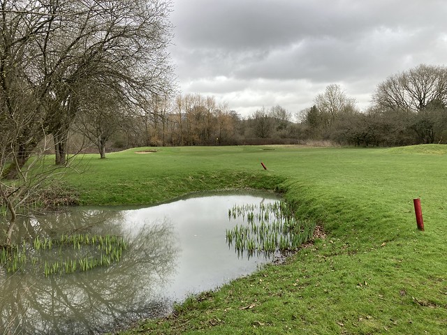 Bletchingley Golf 7th, a pond which is normally dry, filled by the recent rain