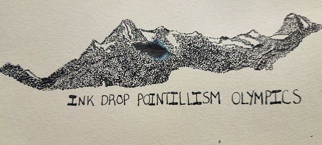 Ink Drop Pointillism Olympic Mountains