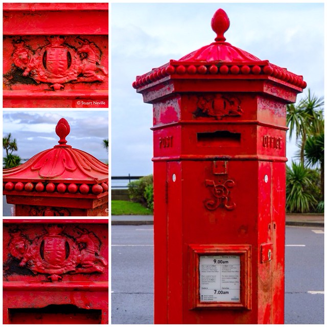 Rare Penfold pillar box, Llandudno promenade, Wales.