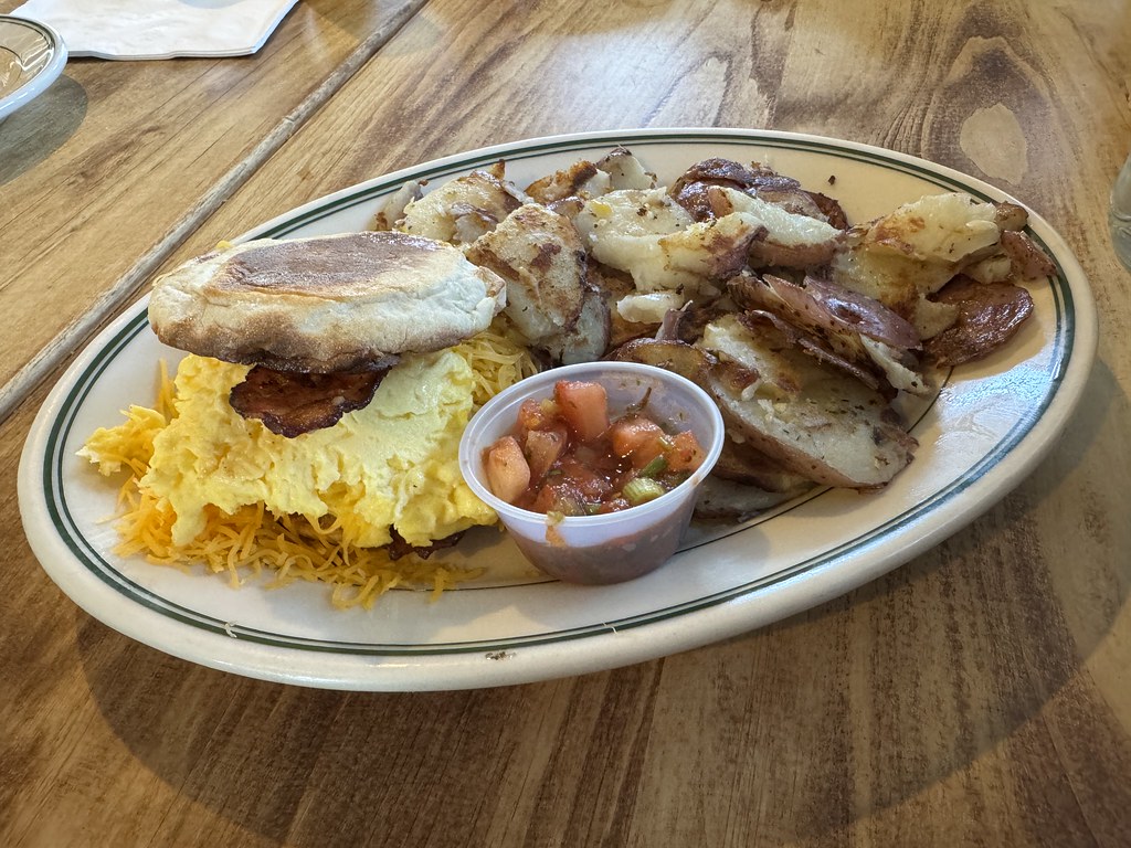 Breakfast sandwich with potatoes