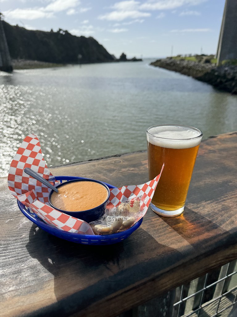 Lobster bisque and a beer