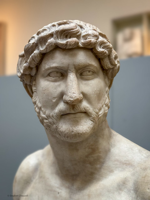 Marble portrait bust of the Roman emperor Hadrian