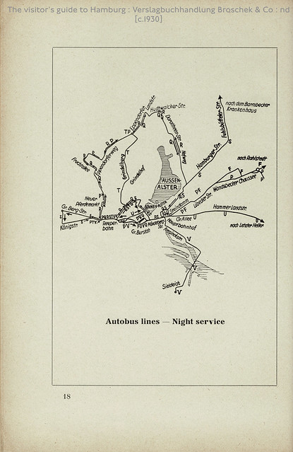 The visitor’s guide to Hamburg : Verslagbuchhandlung Broschek & Co : nd [c.1930] : HHA - autobus lines - Night services