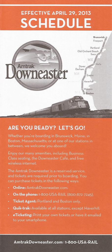 Amtrak Downeaster timetable - April 29, 2013