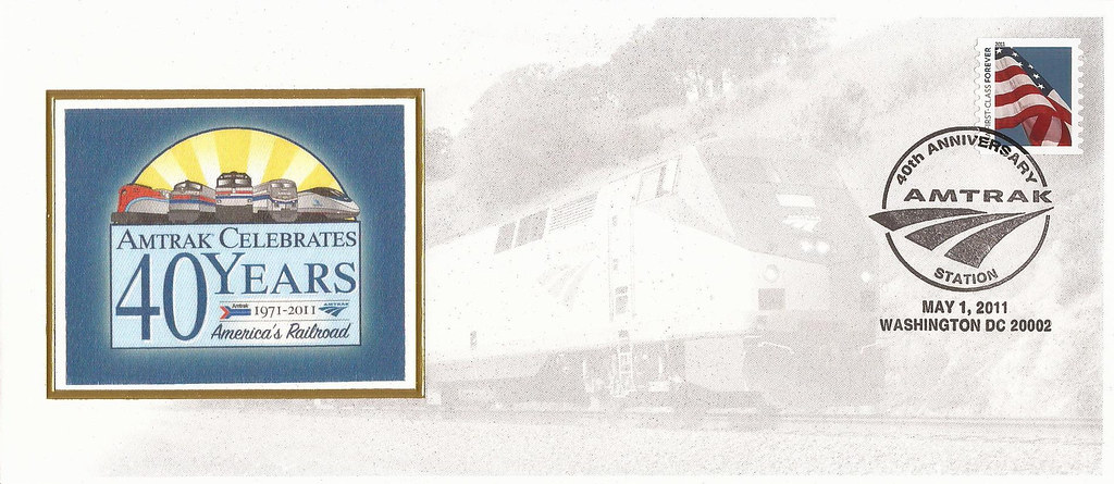 Amtrak 40th Anniversary Commemorative Postal Cachet - May 1, 2011