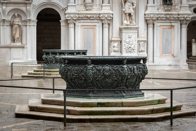 Bronze well-heads at the courtyard of the Doges Palace in Venice
