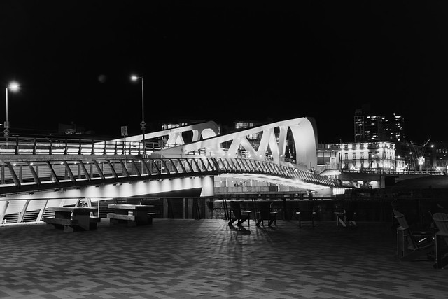 Johnson Street Bridge at night-time