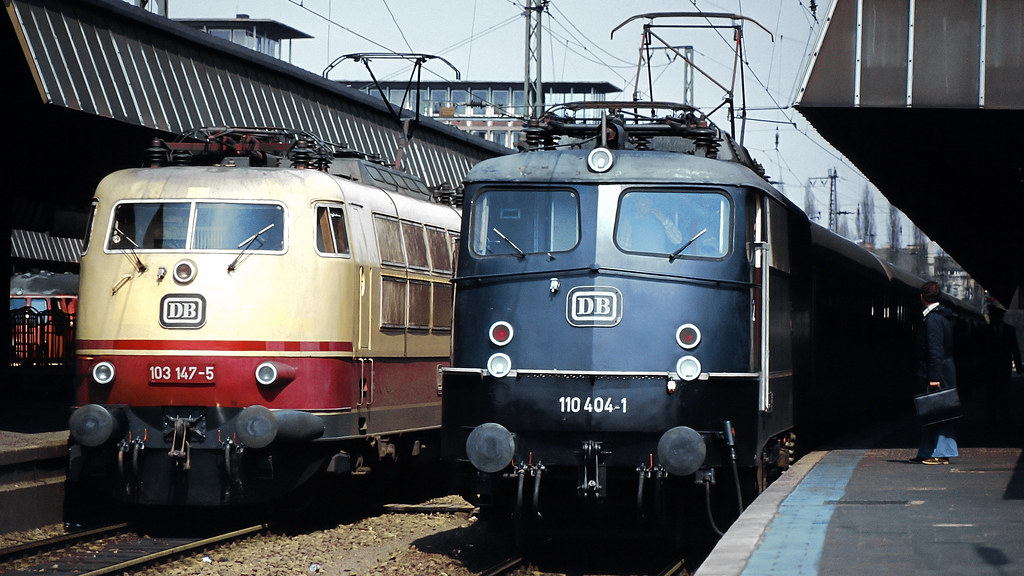 DB 110 404 + 103 147 Münster (Westf) Hbf 18.04.1978