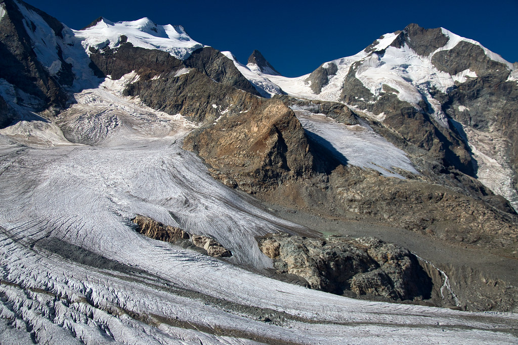 Bellavista, Crast'Agüzza, Piz Bernina and Pers glacier