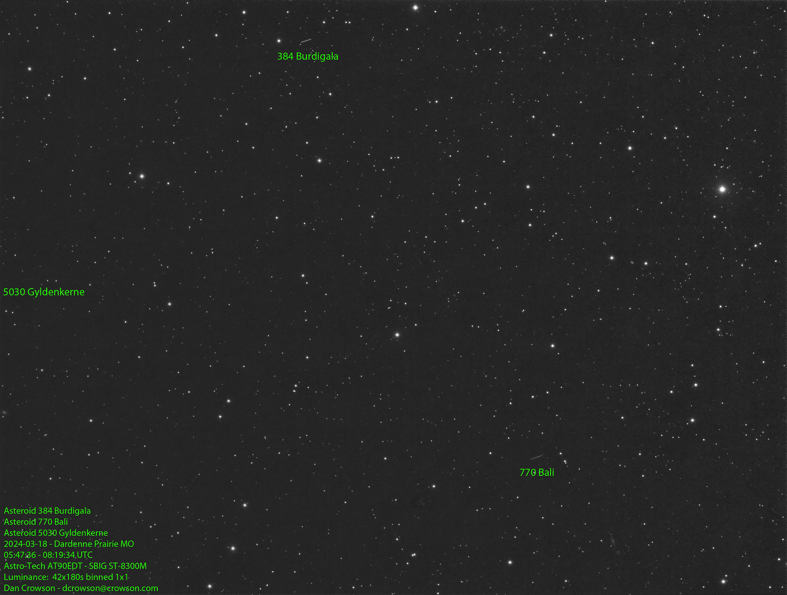 Asteroid 5030 Gyldenkerne - 42x180s - 2024-03-18