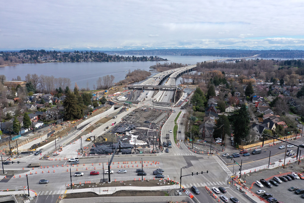 Looking east at the Montlake lid and interchange