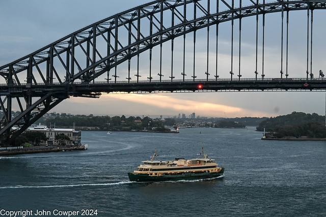 Around Australia - The Journey Begins - From the aft deck - The bridge, the sunset and the Queenscliff
