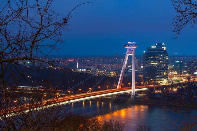02.03.24 Bratislava Bridge SNP at blue hour