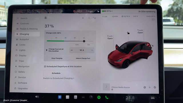 Charging Screen of a Tesla Model Y - Honeysuckle, Newcastle, NSW, Sunday 17th March 2024