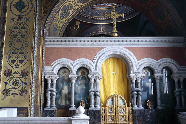 March 19, 2024. The 755th day of war in Ukraine. The iconostasis in the choir of St. Vladimir's Cathedral. The side-chapel of the St.Olga in the choir above the southern nave. Kyiv.
