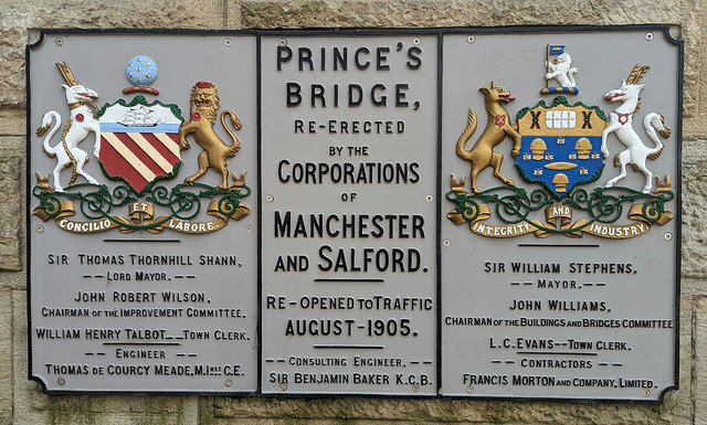 Prince's Bridge: re-erected by the Corporations of #Manchester and #Salford