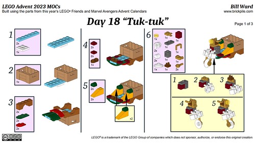 Tuk-tuk MOC Instructions p1 (LEGO Advent 2023 Day 18)
