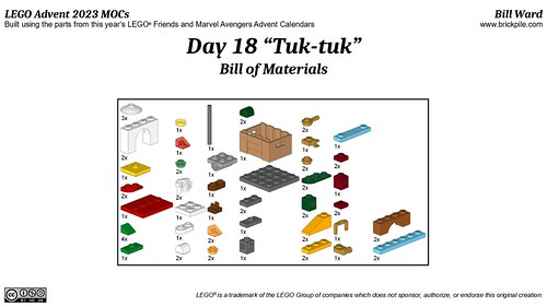 Tuk-tuk MOC Parts (LEGO Advent 2023 Day 18)