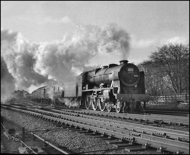 Golborne Junction, 46115 'Scots Guardsman' RCTS (NW) 'Royal Scot Commemorative Rail Tour' 1X80 (09.15 Crewe - Carlisle) February 13th 1965. Photo: Eddie Bellass.