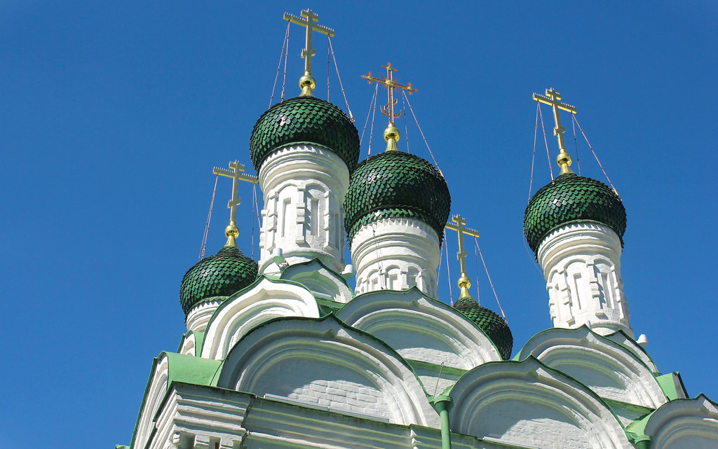Holy Russia, Moscow Architecture, since 1675 Church of Saint Michael and Saint Fyodor, Martyrs of Chernigov, Chernigovsky Lane, Zamoskvorechye district. Православнаѧ Црковь.