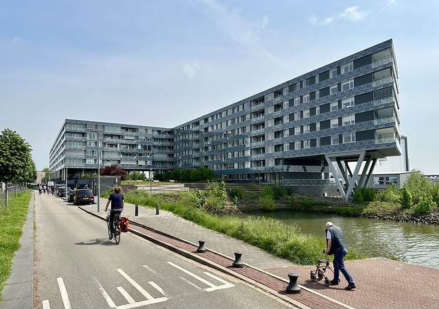 Cantilevered housing in a Rotterdam suburb