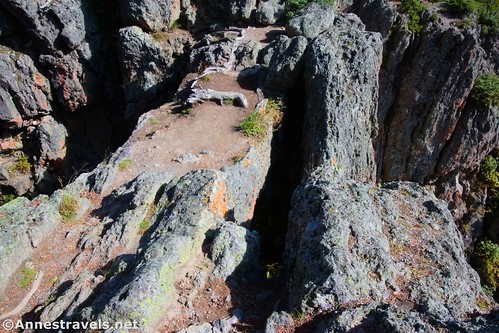 The top of the Natural Bridge - see the crack in the middle of the bridge?  Yellowstone National Park, Wyoming