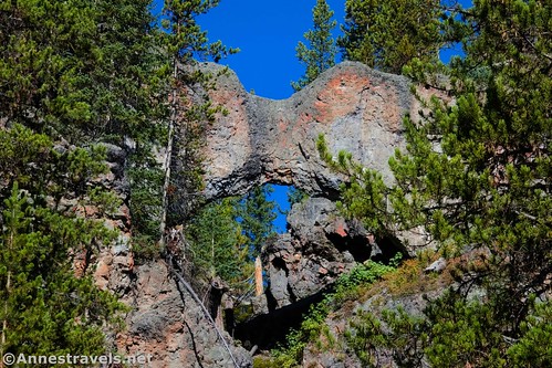 I zoomed in on the Natural Bridge from near the signboard, Yellowstone National Park, Wyoming