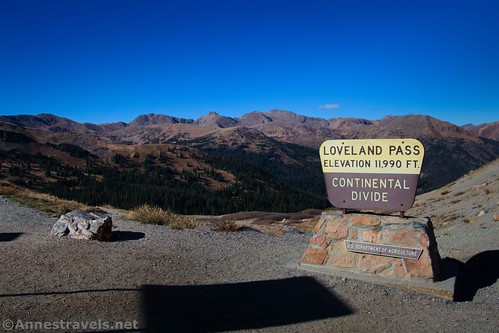 The sign at Loveland Pass, Arapaho National Forest, Colorado