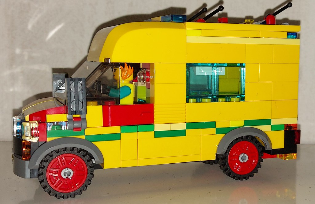 An old remodeled Scandinavian Swedish Ambulance in Lego.